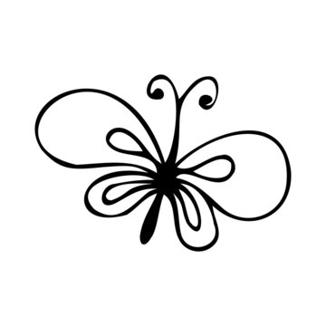 Vector single image of butterfly in doodle style 