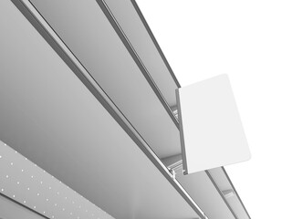 Single shelf stopper from perspective view, Empty shelves in supermarket, 3D rendering