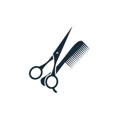 Scissor and Comb Barbershop Icon Design Template Elements