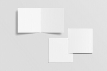 Square bifold brochure, greeting card, or invitation card mockup