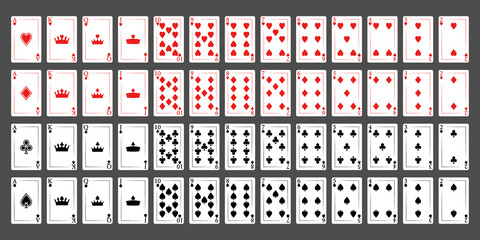 Poker playing cards isolated on a gray background, a full deck. Vector illustration © Natali