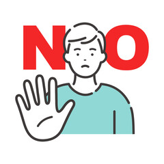 若い男性の拒否ポーズ　NOサイン
