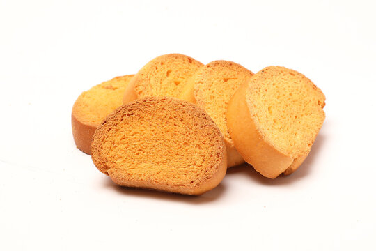 crispy rusk, cake rusk, Rava Rusk on white background