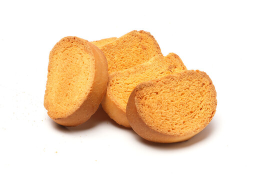 crispy rusk, cake rusk, Rava Rusk on white background