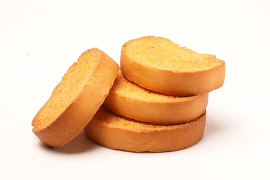 crispy rusk, cake rusk, Rava Rusk on white background