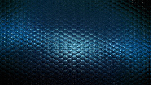 Hexagon dark blue texture background. Futurisctic wallpaper.
