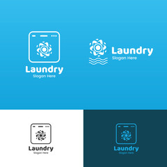 Laundry Logo With Round Water simple modern style white blue color