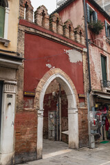 Fototapeta na wymiar Venice Streets in Italy, Venetian Street Photography, Venetian Gothic Architecture