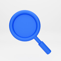 3d cartoon icon searching symbol magnifying glass for mockup template presentation infographic  3d render illustration