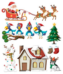 Obraz na płótnie Canvas Christmas set with tree and decorations