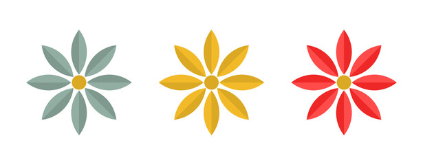 Flowers flat design icons.