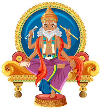 Indian god with four arms sitting