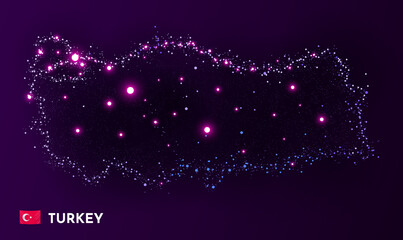 Turkey map made of stars and dots. Globalization concept. Space view.