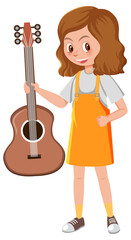 A female musician cartoon character on white background
