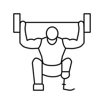 powerlifting handicapped athlete line icon vector illustration