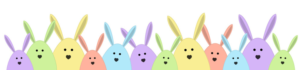 Easter banner with colourful bunnies. Vector