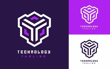 Modern and Creative Abstract Hexagon Geometric Logo for Technology Company