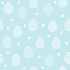 Easter pattern with rabbits and decorative eggs. Vector