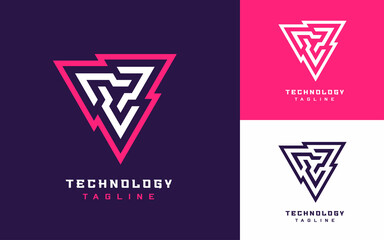 Modern and Creative Abstract Triangle Geometric Logo for Technology Company