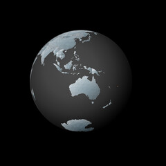 Low poly globe centered on Fiji. Red polygonal country on the globe. Satellite view of Fiji. Captivating vector illustration.