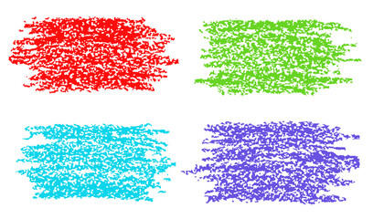 Crayon hand drawn artistic stroke design element set. Colored like kids style funny copy space. Pastel chalk or pencil frame, vector banner background for text. Doodle grunge scribble brush texture