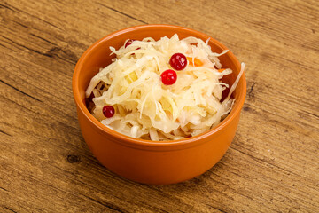 Sauerkraut with cranberry in the bowl