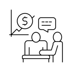 financial consultation and advise line icon vector illustration
