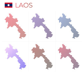 Laos dotted map set. Map of Laos in dotted style. Borders of the country filled with beautiful smooth gradient circles. Amazing vector illustration.