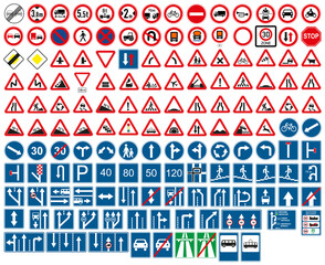 Traffic signs in vector. Set of traffic rules signs. Collection set.