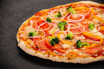 Vegetarian pizza with vegetables and cheese