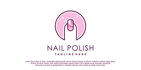 Fototapeta premium Nail logo with modern line art concept Premium Vector