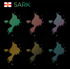 Fototapeta na wymiar Sark dotted map set. Map of Sark in dotted style. Borders of the island filled with beautiful smooth gradient circles. Neat vector illustration.