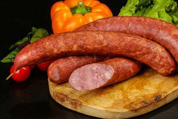 Natural meat sausages with minced meat