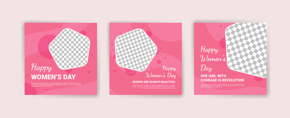 Set of Editable banner template. Women's day social media post template design. Flat design vector with a photo collage.