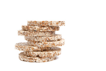 Wheat bread on a white background, a popular product is delicious and healthy food.