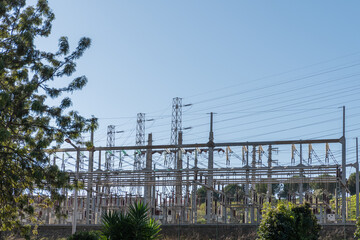 View of high power electrical substation