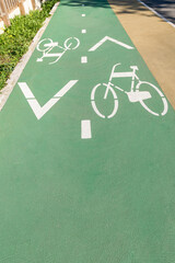 Obraz premium Detail of a bicycle lane is a space specifically intended for the circulation of people using bicycles