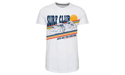 Surfing club retro print design for t shirt, sticker, poster and others. Ocean wave vector artwork design. - obrazy, fototapety, plakaty