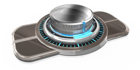 3d hochglanz Drehregler mit Leuchtdioden verchromt, isoliert