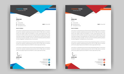 Obraz premium Modern Professional Letterhead design template red and blue color design, fully editable design