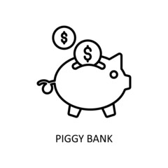 Piggy Bank Vector Outline Icon Design illustration. Fintech Symbol on White background EPS 10 File