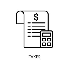 Taxes Vector Outline Icon Design illustration. Fintech Symbol on White background EPS 10 File
