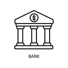 Bank Vector Outline Icon Design illustration. Fintech Symbol on White background EPS 10 File