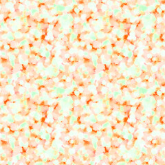 Pastel beige, orange, green abstract textured brush strokes seamless pattern. Color spots repeat print. Tie dye fashionable design.