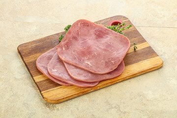 Sliced Beef Ham over board
