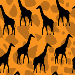Seamless background in spots and giraffe silhouette