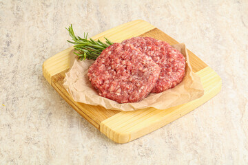 Raw beef burger cutlet for grill