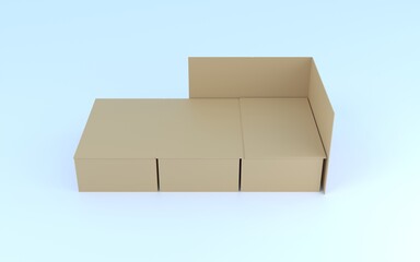 段ボールベッド　緊急時・災害時用　3DCG
