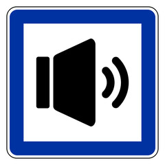 Lautsprecher und Schild
