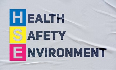health safety environment, (HSE), written on white paper